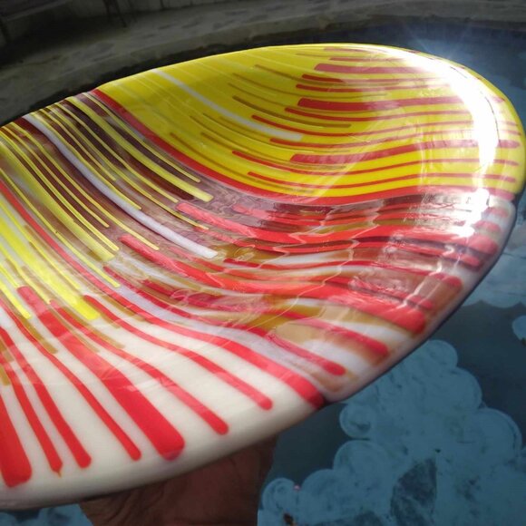 Decorative Three-Layered Fused Art Glass Plate/Bowl in Warm Tones - Picture 11 of 11